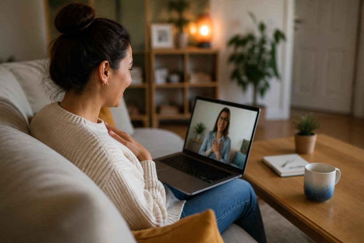 Sessão de psicanálise online em casa